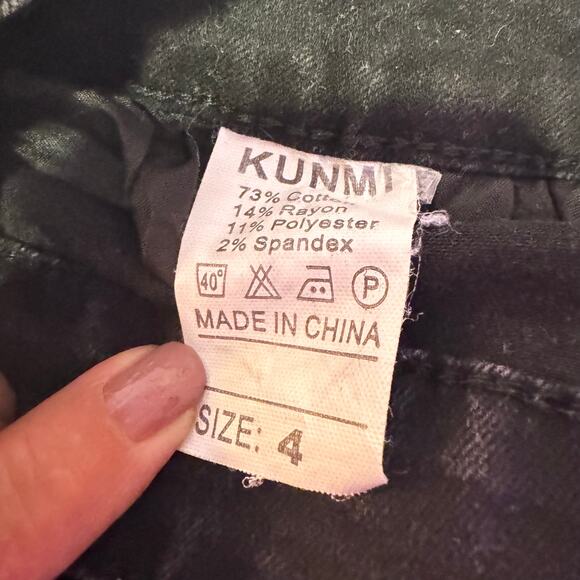 KUNMI Black Stretch Button Fly Flare Jeans  Sz 4 - Picture 4 of 7